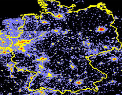 Lichtverschmutzungskarte Deutschland 1992/93